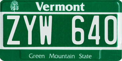 VT license plate ZYW640