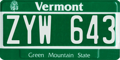 VT license plate ZYW643