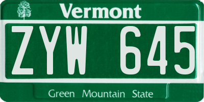 VT license plate ZYW645