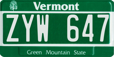 VT license plate ZYW647