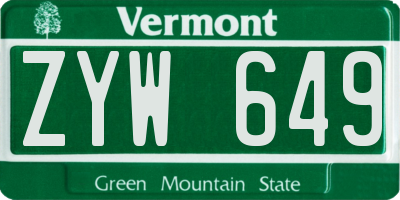 VT license plate ZYW649