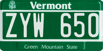 VT license plate ZYW650