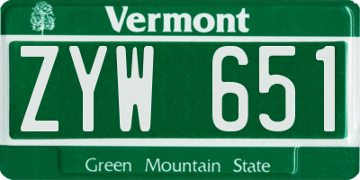 VT license plate ZYW651