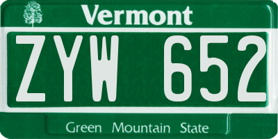 VT license plate ZYW652