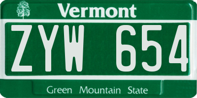 VT license plate ZYW654