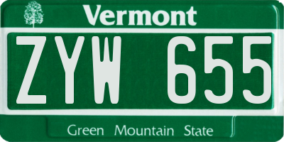 VT license plate ZYW655