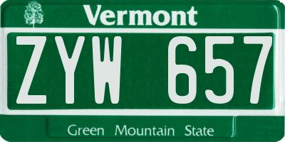 VT license plate ZYW657