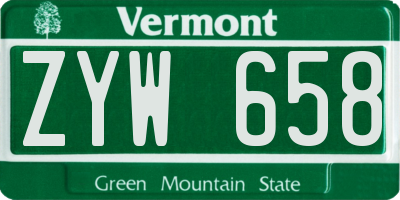 VT license plate ZYW658