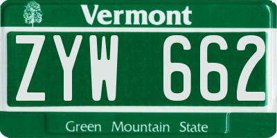 VT license plate ZYW662
