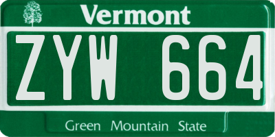 VT license plate ZYW664