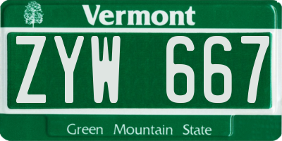 VT license plate ZYW667