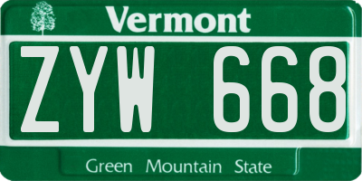 VT license plate ZYW668