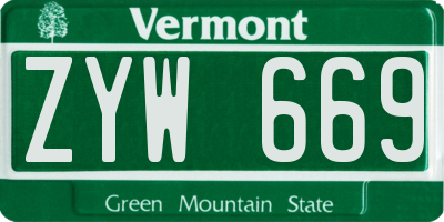 VT license plate ZYW669