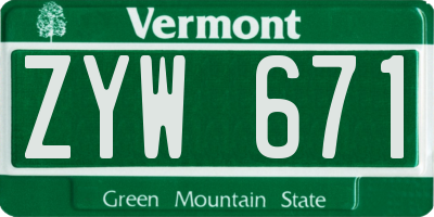 VT license plate ZYW671