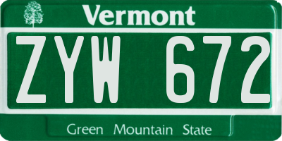 VT license plate ZYW672