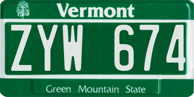 VT license plate ZYW674