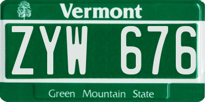 VT license plate ZYW676
