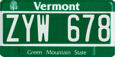 VT license plate ZYW678