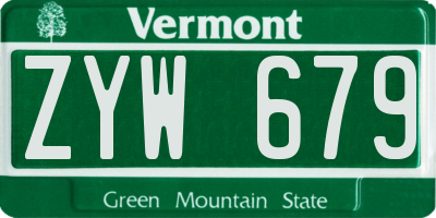 VT license plate ZYW679