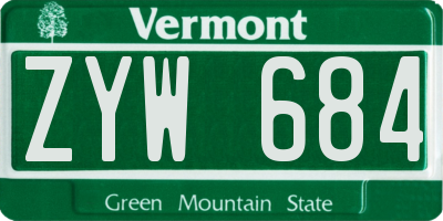 VT license plate ZYW684