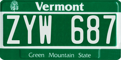 VT license plate ZYW687