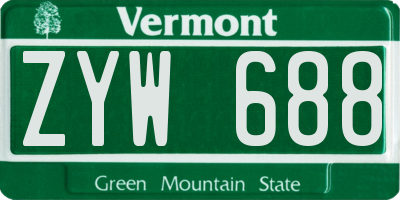 VT license plate ZYW688