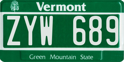VT license plate ZYW689