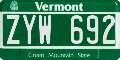 VT license plate ZYW692