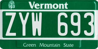 VT license plate ZYW693