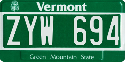 VT license plate ZYW694