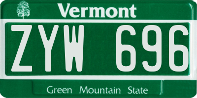 VT license plate ZYW696