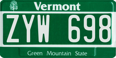 VT license plate ZYW698