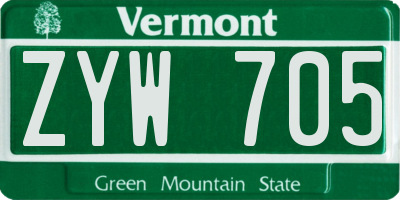 VT license plate ZYW705