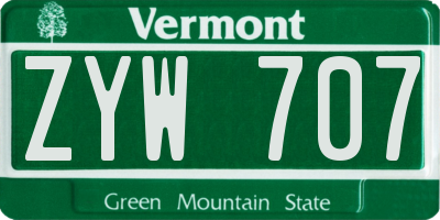 VT license plate ZYW707