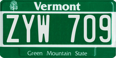 VT license plate ZYW709