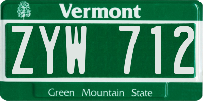 VT license plate ZYW712