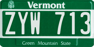 VT license plate ZYW713