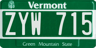 VT license plate ZYW715
