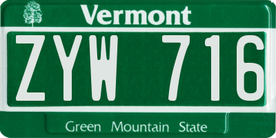 VT license plate ZYW716