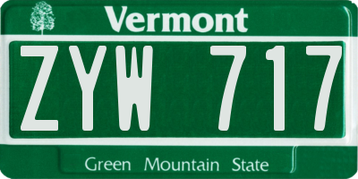 VT license plate ZYW717