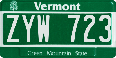 VT license plate ZYW723