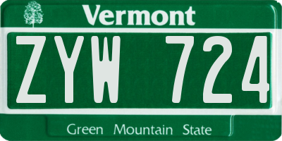 VT license plate ZYW724