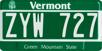 VT license plate ZYW727