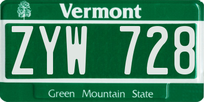 VT license plate ZYW728