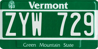 VT license plate ZYW729