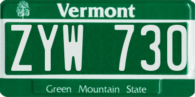 VT license plate ZYW730