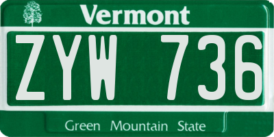 VT license plate ZYW736