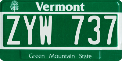 VT license plate ZYW737