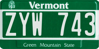 VT license plate ZYW743
