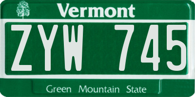 VT license plate ZYW745